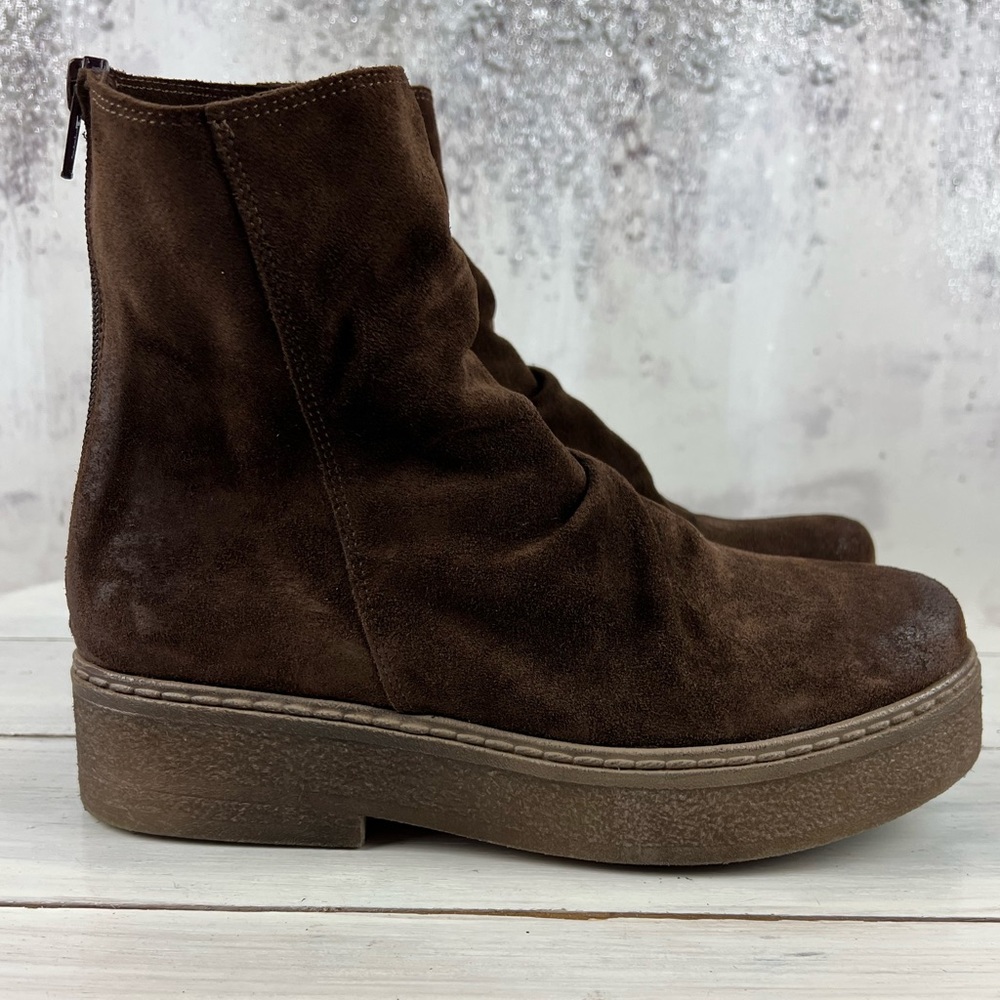 443tst Italian Project Suede Leather Brown Platfo… - image 1